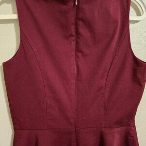 ALAGIRLS M Size Sleeveless Princess Fit & Flare Midi Dress maroon/burgundy
